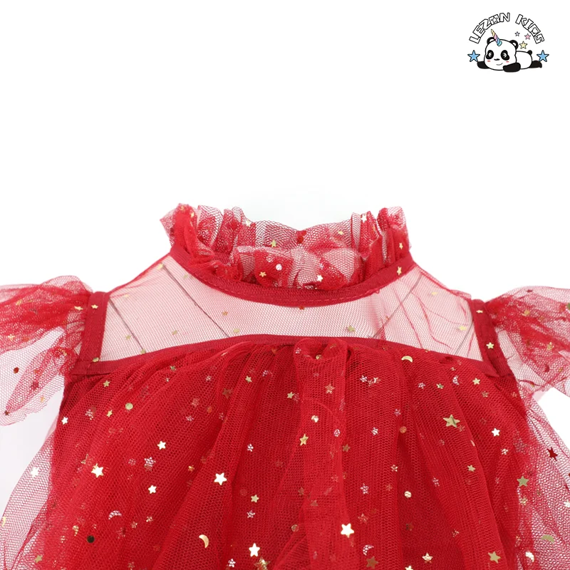 LEZONKIDS - Summer Clothing Shining Layered Gauze Ball Gown Cake Girl Dresses for Wedding Pageant Party